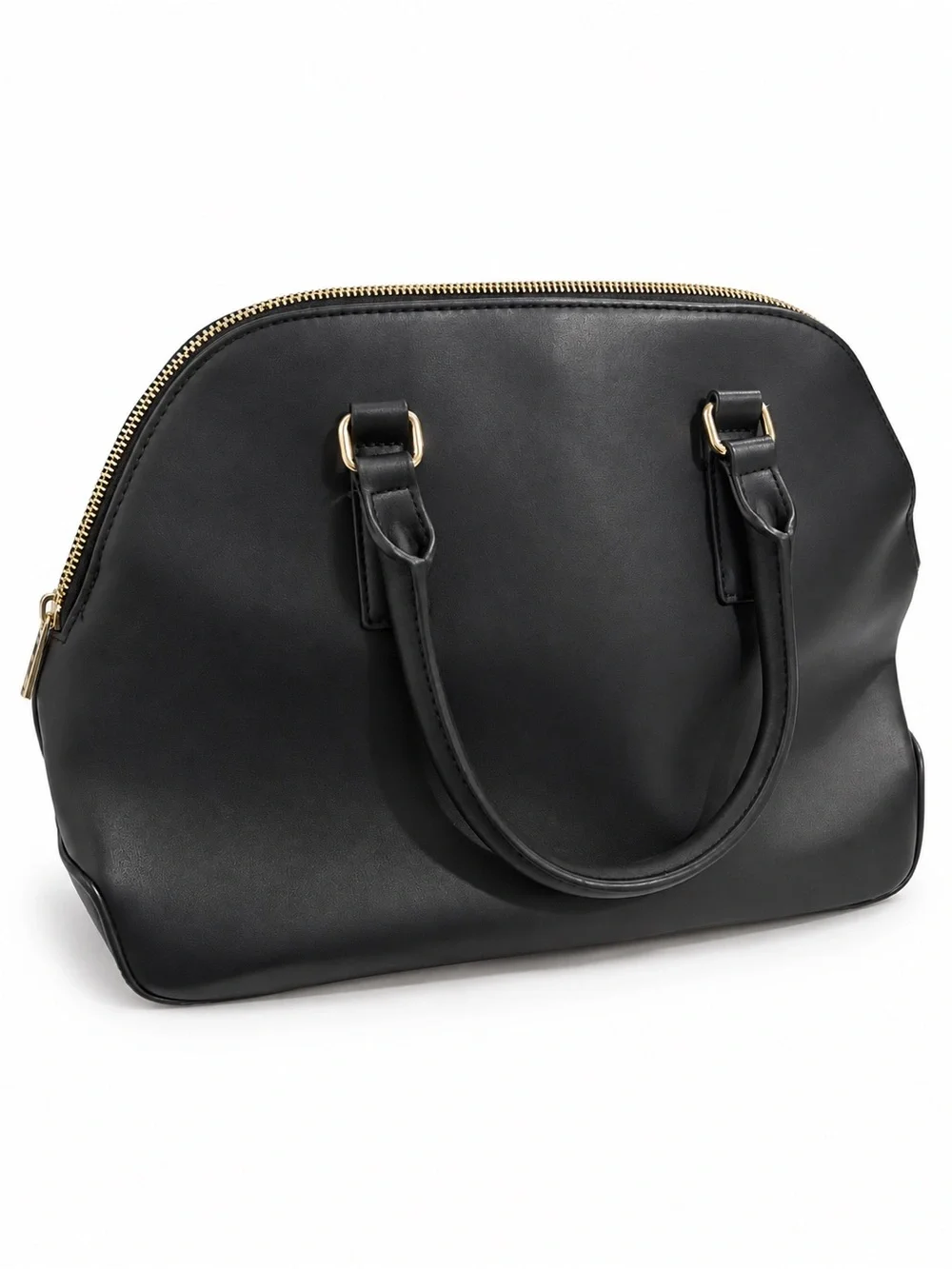 A New Day Black Dome Satchel Handbag Gold Hardware